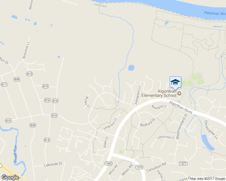 map of restaurants, bars, coffee shops, grocery stores, and more near 16 Darian Court in Sterling