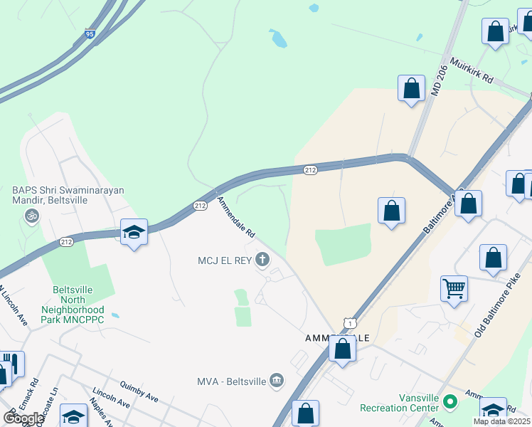 map of restaurants, bars, coffee shops, grocery stores, and more near 6000 Ammendale Road in Beltsville