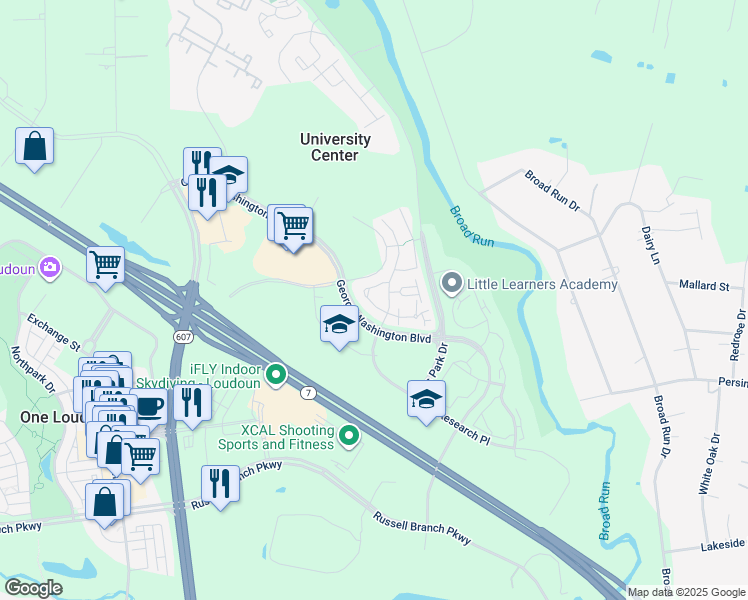 map of restaurants, bars, coffee shops, grocery stores, and more near 20244 Brookview Square in Ashburn