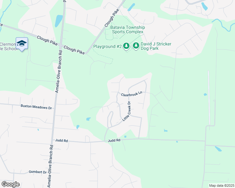 map of restaurants, bars, coffee shops, grocery stores, and more near 3892 Jefferson Lane in Amelia