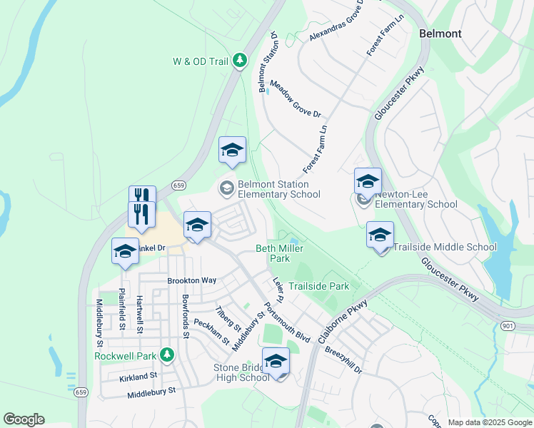 map of restaurants, bars, coffee shops, grocery stores, and more near 20230 Leier Place in Ashburn