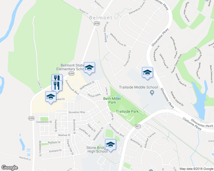 map of restaurants, bars, coffee shops, grocery stores, and more near 20230 Leier Place in Ashburn