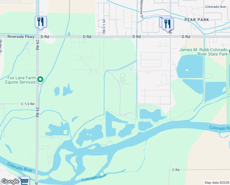 map of restaurants, bars, coffee shops, grocery stores, and more near 320 29 5/8 Road in Grand Junction