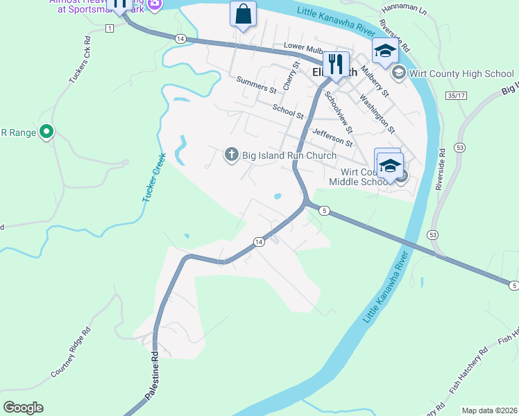 map of restaurants, bars, coffee shops, grocery stores, and more near 107 Iris Drive in Elizabeth