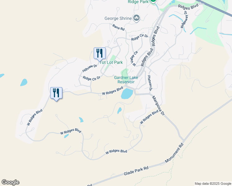 map of restaurants, bars, coffee shops, grocery stores, and more near 392 Ridges Boulevard in Grand Junction