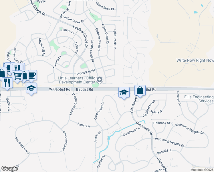 map of restaurants, bars, coffee shops, grocery stores, and more near 79 Misty Creek Drive in Monument