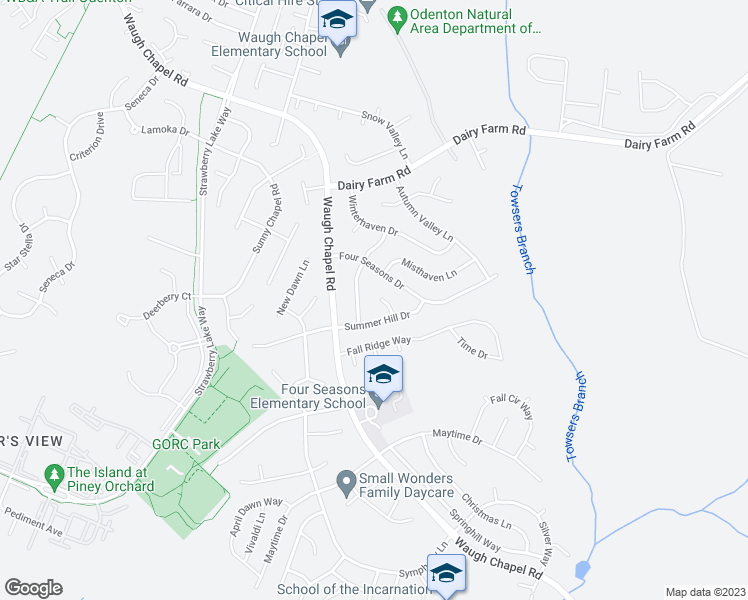 map of restaurants, bars, coffee shops, grocery stores, and more near 946 Summer Hill Circle in Gambrills