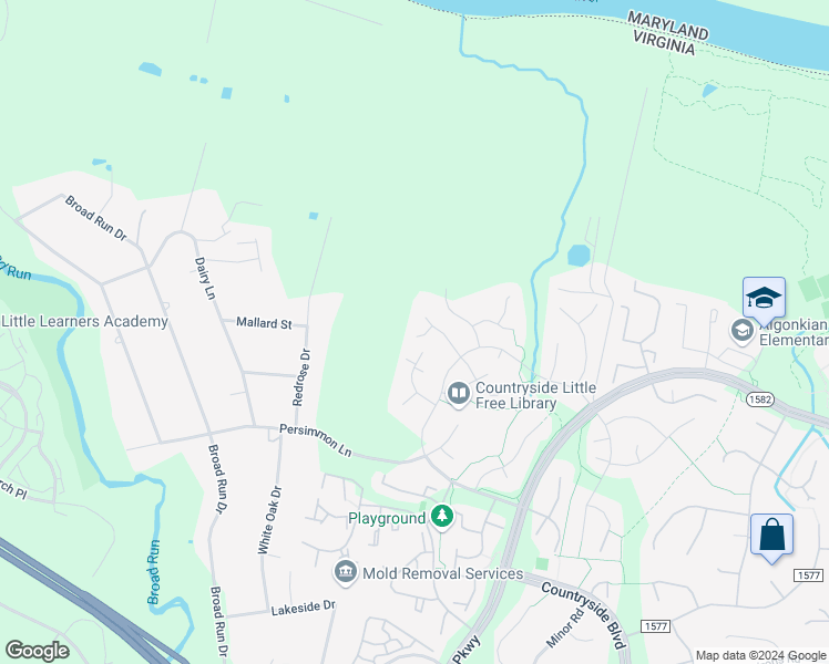 map of restaurants, bars, coffee shops, grocery stores, and more near 17 Dudley Court in Sterling