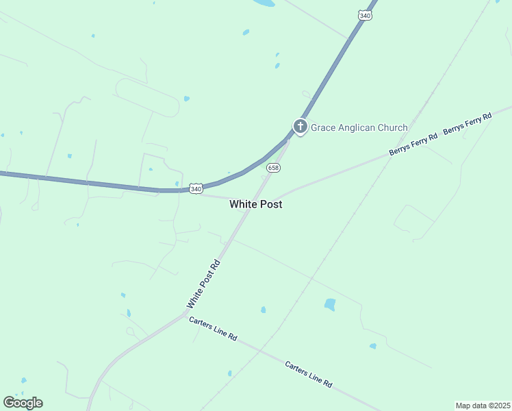 map of restaurants, bars, coffee shops, grocery stores, and more near 257 White Post Road in White Post