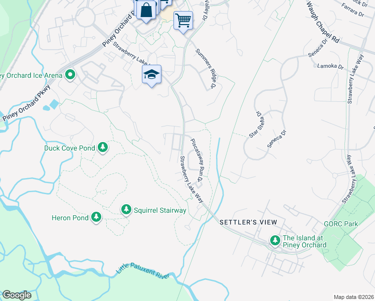 map of restaurants, bars, coffee shops, grocery stores, and more near 804 Patuxent Run Circle in Odenton