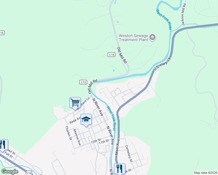 map of restaurants, bars, coffee shops, grocery stores, and more near 184 Forinash Road in Weston