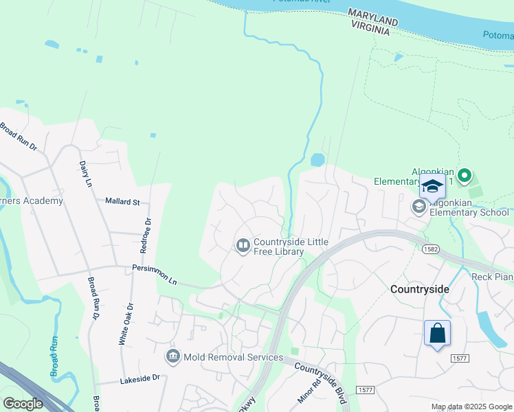 map of restaurants, bars, coffee shops, grocery stores, and more near 2 Darian Court in Sterling