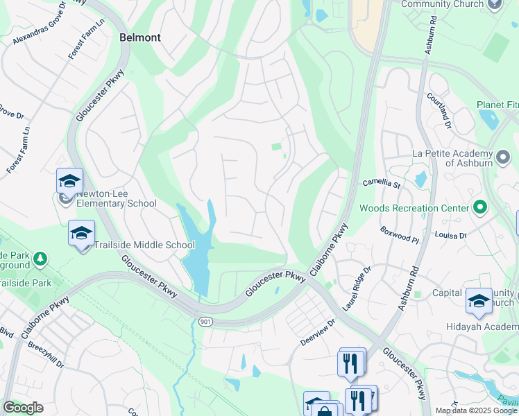 map of restaurants, bars, coffee shops, grocery stores, and more near 43582 Old Kinderhook Drive in Ashburn
