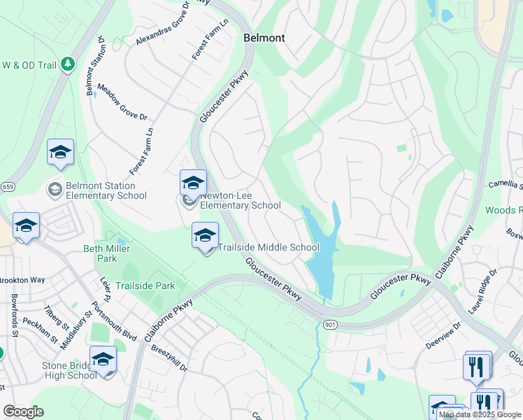 map of restaurants, bars, coffee shops, grocery stores, and more near 20223 Kentucky Oaks Court in Ashburn