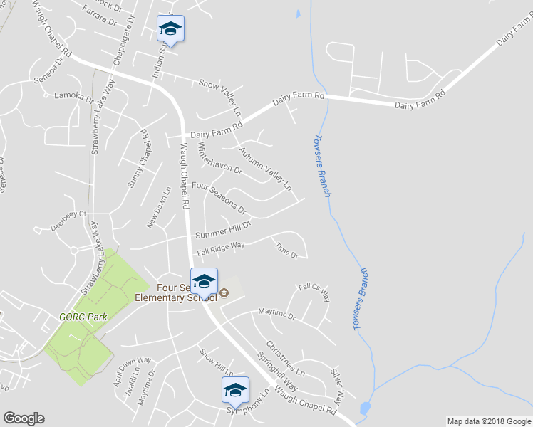 map of restaurants, bars, coffee shops, grocery stores, and more near 2272 Four Seasons Drive in Gambrills