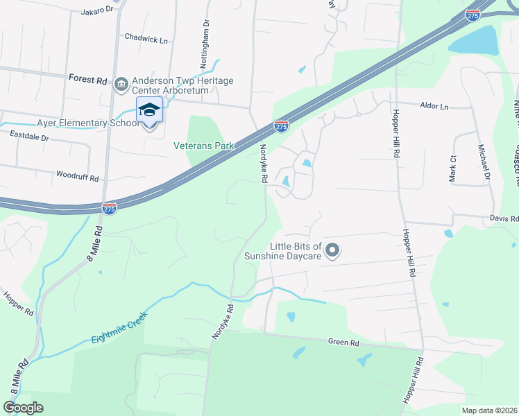 map of restaurants, bars, coffee shops, grocery stores, and more near 807 Nordyke Road in Cincinnati