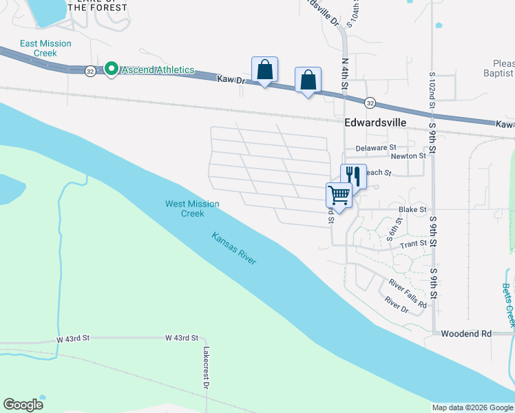 map of restaurants, bars, coffee shops, grocery stores, and more near 142 Blake Street in Edwardsville