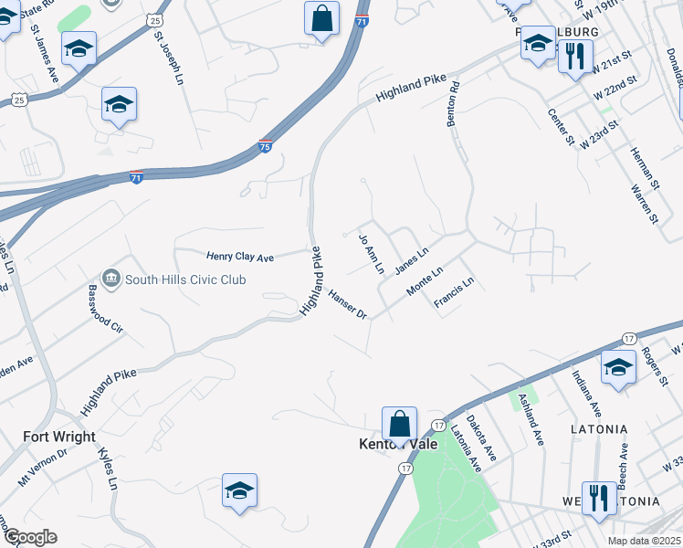 map of restaurants, bars, coffee shops, grocery stores, and more near 914 Loraine Court in Covington