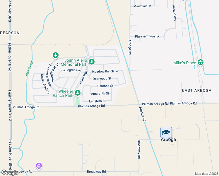 map of restaurants, bars, coffee shops, grocery stores, and more near 1390 Bamboo Street in Olivehurst