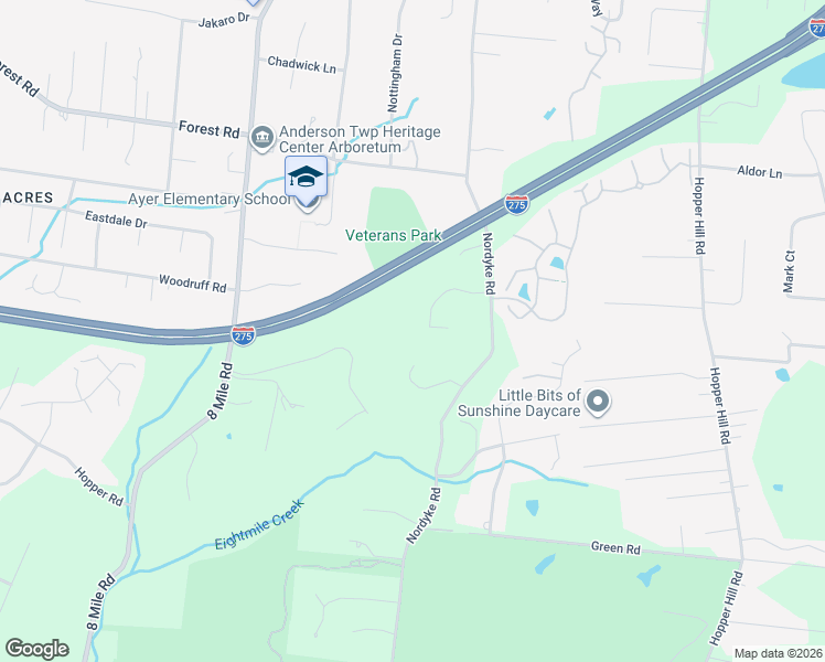 map of restaurants, bars, coffee shops, grocery stores, and more near 8582 Trillium Ridge Lane in Cincinnati