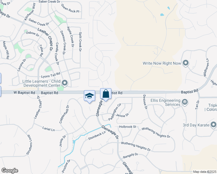 map of restaurants, bars, coffee shops, grocery stores, and more near 15506 Short Line Court in Monument