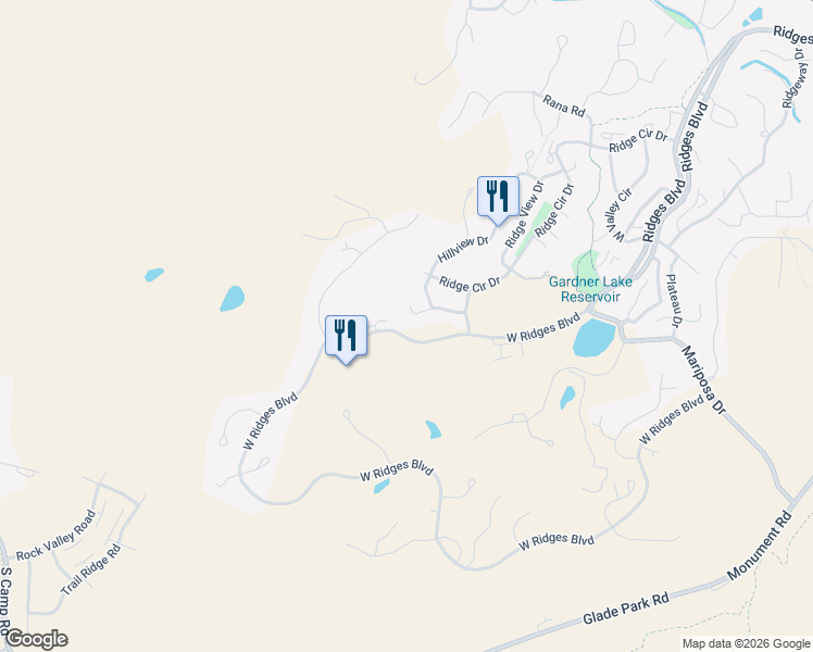 map of restaurants, bars, coffee shops, grocery stores, and more near 355 West Ridges Boulevard in Grand Junction