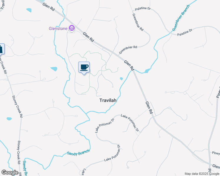 map of restaurants, bars, coffee shops, grocery stores, and more near 12002 Glen Road in Potomac