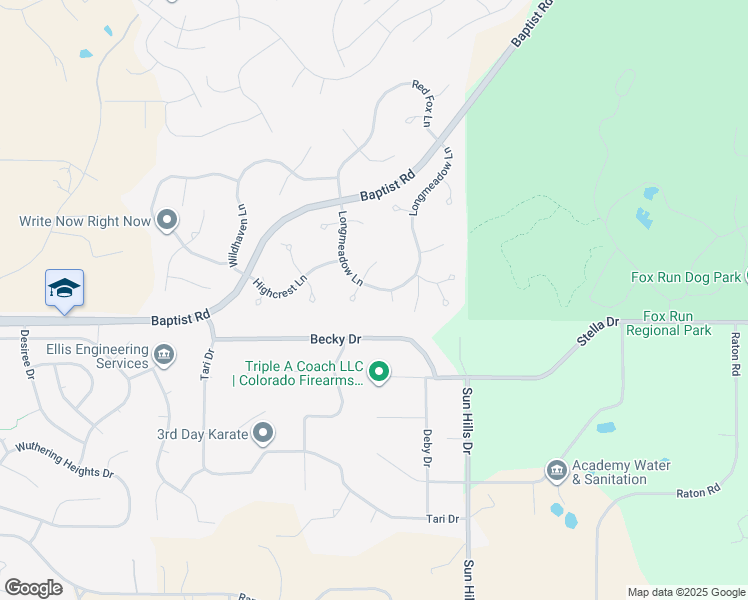 map of restaurants, bars, coffee shops, grocery stores, and more near 15575 Timberside Court in Colorado Springs