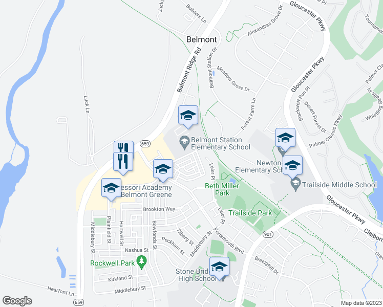 map of restaurants, bars, coffee shops, grocery stores, and more near 20220 Nightwatch Street in Ashburn