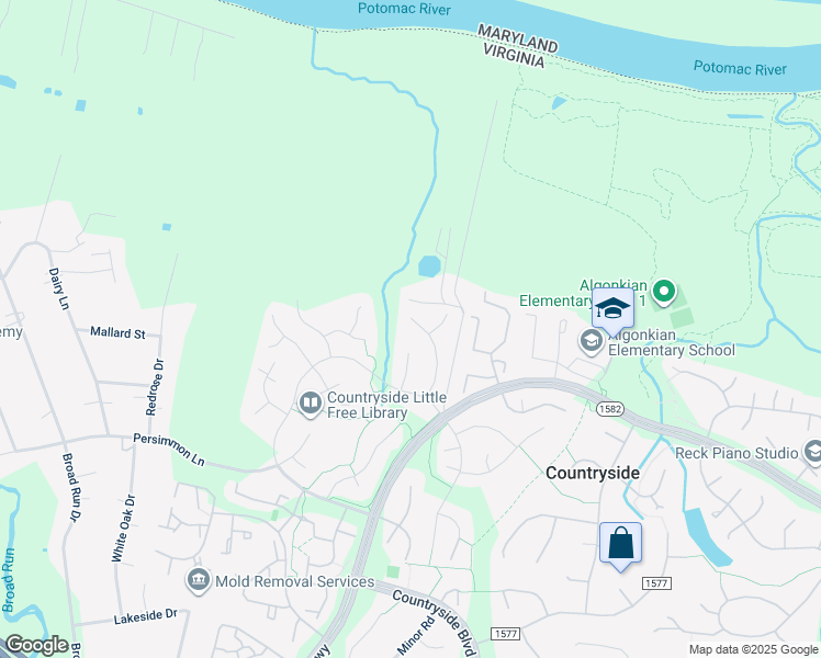 map of restaurants, bars, coffee shops, grocery stores, and more near 29 Fenton Wood Drive in Sterling