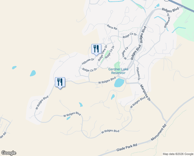 map of restaurants, bars, coffee shops, grocery stores, and more near 363 West Ridges Boulevard in Grand Junction