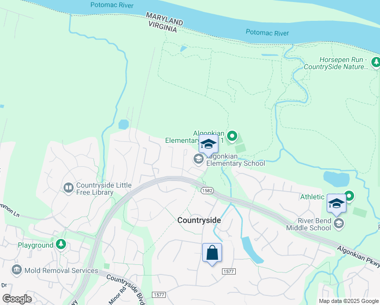map of restaurants, bars, coffee shops, grocery stores, and more near 12 Lyndhurst Court in Sterling