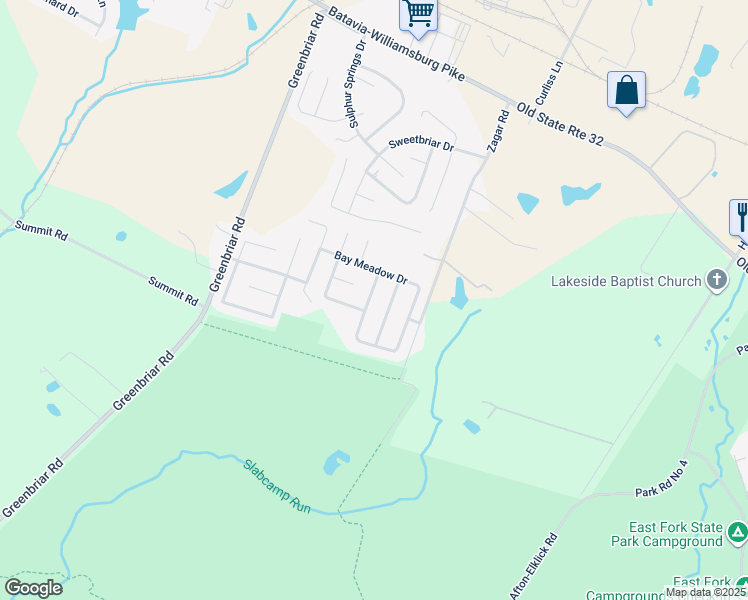 map of restaurants, bars, coffee shops, grocery stores, and more near 131 Golden Meadow Drive in Batavia