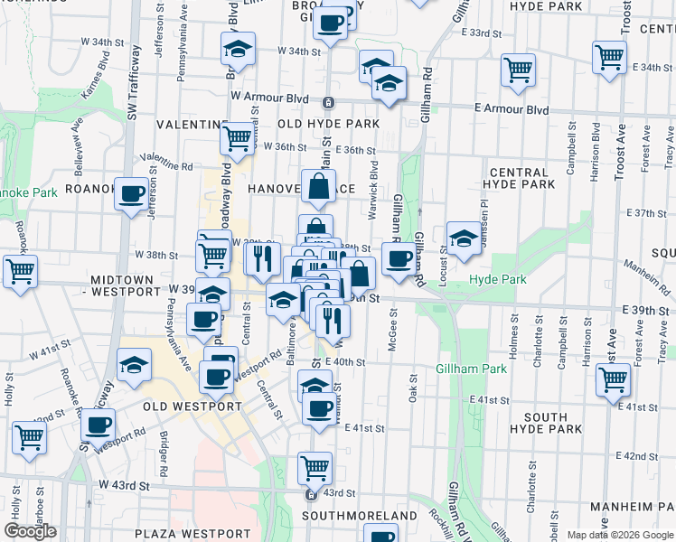 map of restaurants, bars, coffee shops, grocery stores, and more near in 
