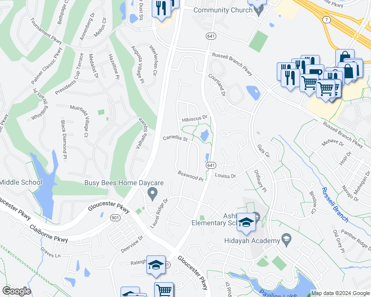 map of restaurants, bars, coffee shops, grocery stores, and more near 20219 Millstead Drive in Ashburn