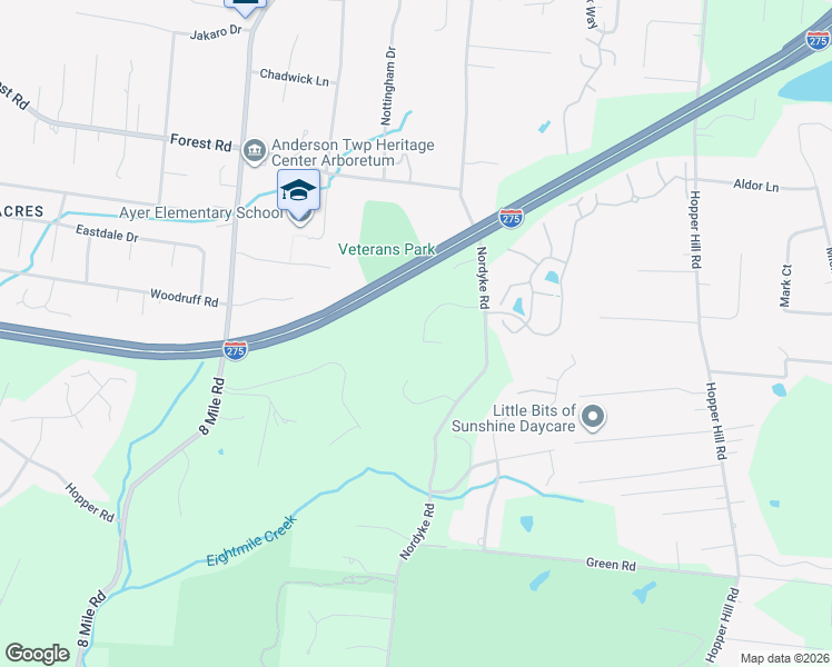 map of restaurants, bars, coffee shops, grocery stores, and more near 8582 Trillium Ridge Lane in Cincinnati