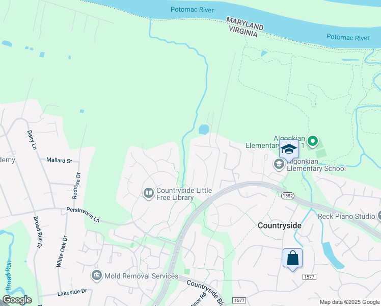 map of restaurants, bars, coffee shops, grocery stores, and more near 35 Fenton Wood Drive in Sterling