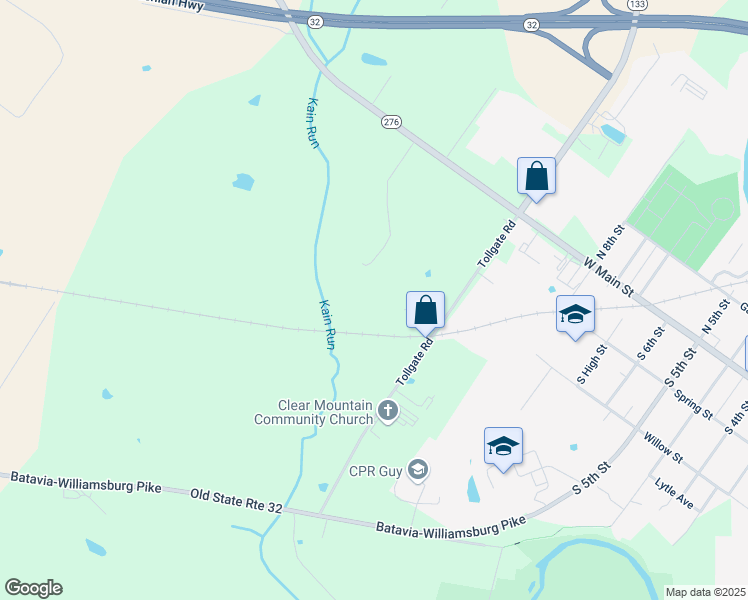 map of restaurants, bars, coffee shops, grocery stores, and more near 4181 Ohio 276 in Batavia