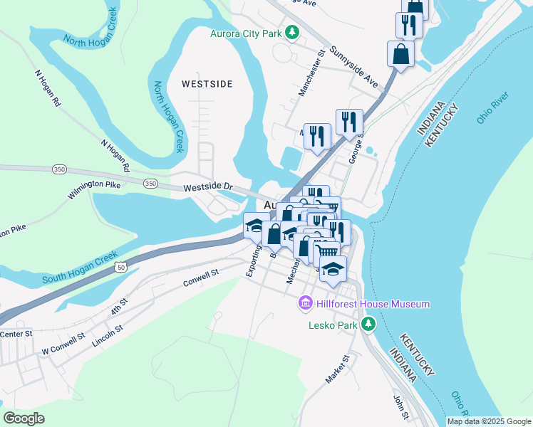 map of restaurants, bars, coffee shops, grocery stores, and more near in Aurora
