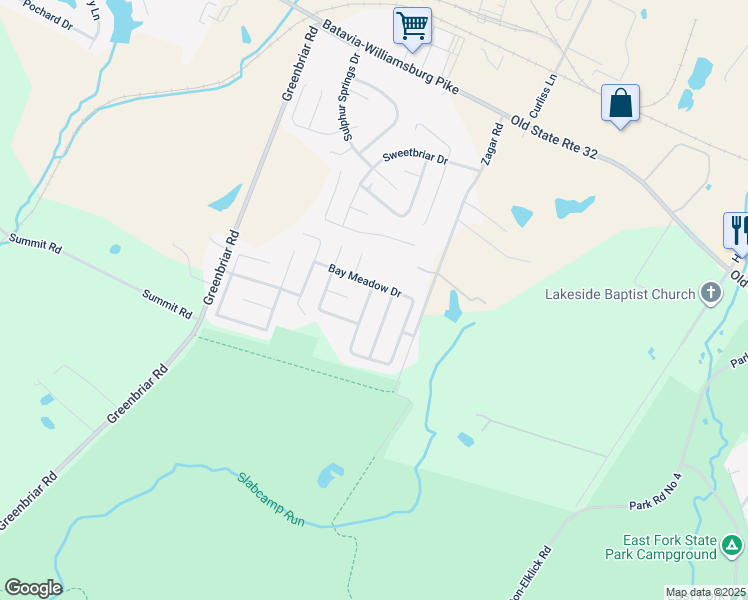 map of restaurants, bars, coffee shops, grocery stores, and more near 143 Golden Meadow Drive in Batavia