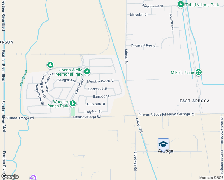 map of restaurants, bars, coffee shops, grocery stores, and more near 1411 Deerwood Street in Plumas Lake