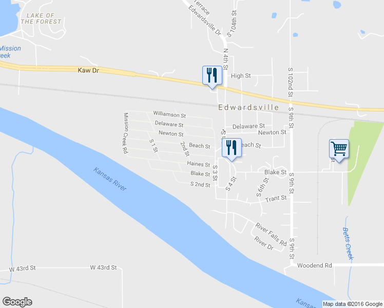 map of restaurants, bars, coffee shops, grocery stores, and more near 217 Mellott St in Edwardsville