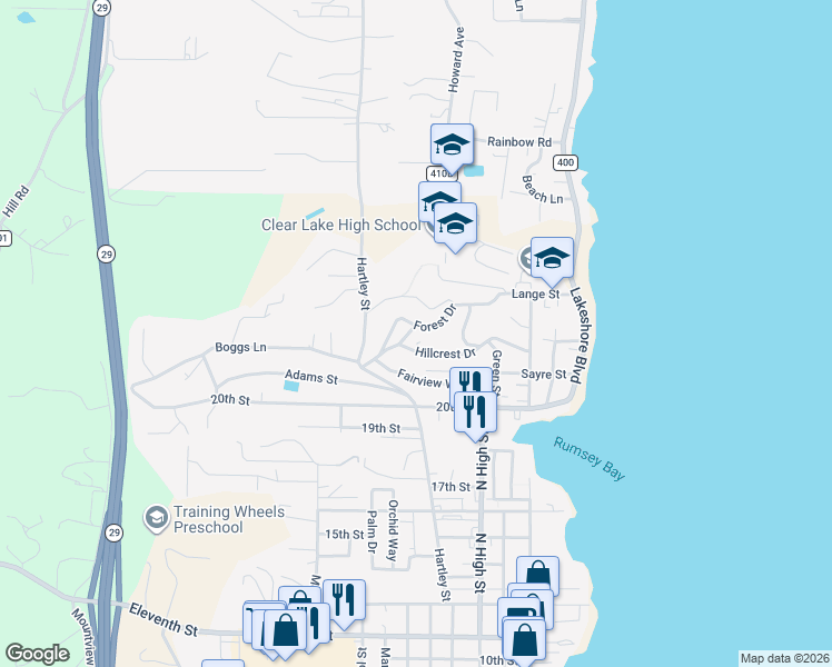 map of restaurants, bars, coffee shops, grocery stores, and more near in Lakeport