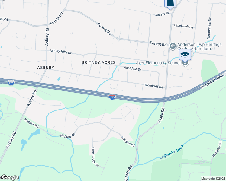 map of restaurants, bars, coffee shops, grocery stores, and more near 8109 Woodruff Road in Cincinnati