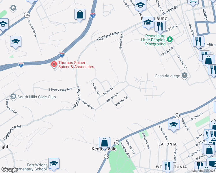 map of restaurants, bars, coffee shops, grocery stores, and more near 2245 Dorian Drive in Covington