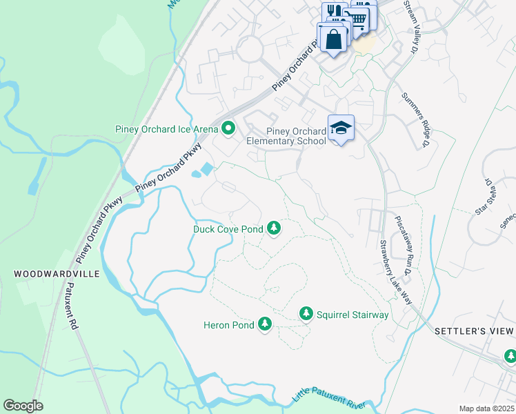 map of restaurants, bars, coffee shops, grocery stores, and more near 2363 Sandy Walk Way in Odenton