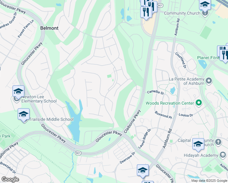 map of restaurants, bars, coffee shops, grocery stores, and more near 20153 Valhalla Square in Ashburn