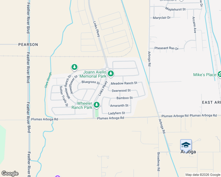 map of restaurants, bars, coffee shops, grocery stores, and more near 1302 Deerwood Street in Plumas Lake