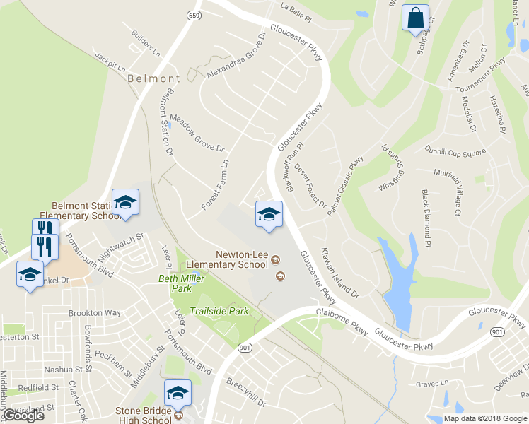 map of restaurants, bars, coffee shops, grocery stores, and more near 20163 Mare Terrace in Ashburn