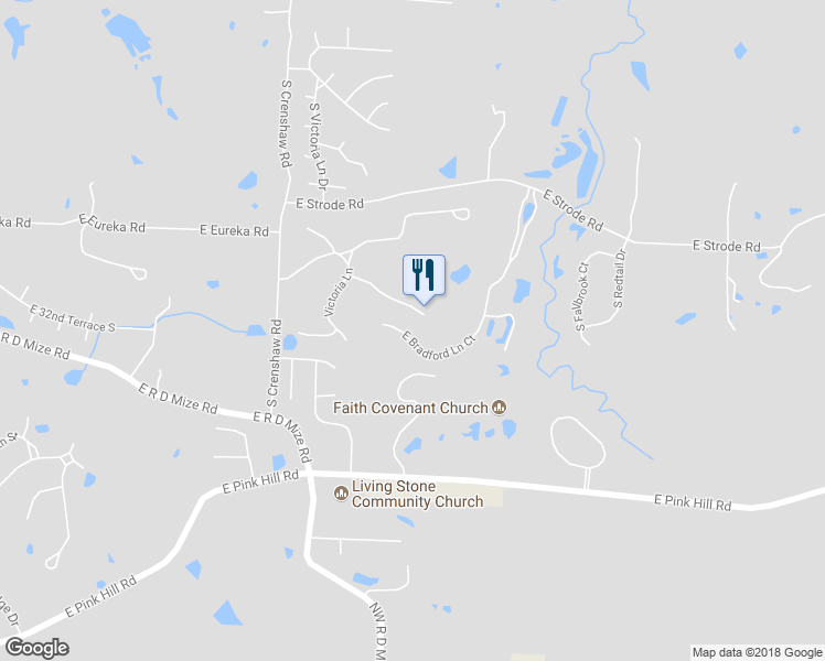 map of restaurants, bars, coffee shops, grocery stores, and more near 22818 East Bradford Lane Court in Blue Springs